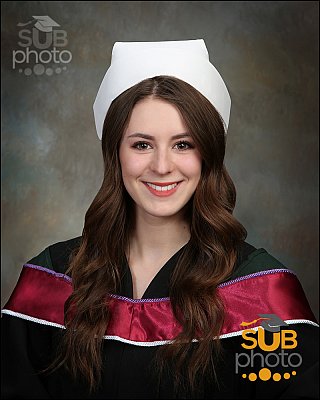 University of Alberta nursing grad with open neckline and nurses cap